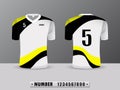 Football shirt design T-shirt sports black and yellow color. Inspired by the abstract. Front view and rear .