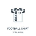 football shirt icon vector from tipical spanish collection. Thin line football shirt outline icon vector illustration. Linear