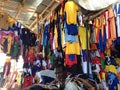 Football shirts on a market in N'Djamena, Chad Royalty Free Stock Photo