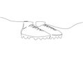 Football shoes, cleats one line art. Continuous line drawing of sport, hobby, footwear, soccer, sport, running, ball Royalty Free Stock Photo