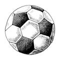 Football sketch. Hand drawn soccer ball, sketch style vector illustration. Single, isolated on white.