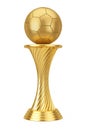 Football Soccer Award Concept. Golden Award Trophy Football Soccer Ball. 3d Rendering Royalty Free Stock Photo