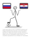Football - soccer background happy man keep flag, vector stackman russia vs croatia quarter final 1/4
