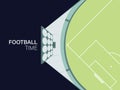 Football / Soccer Background With Stadium Lighting. Illuminated Field With Inscription `Football Time`.