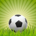 Soccer ball design on green grass background. Vector abstract football background Royalty Free Stock Photo