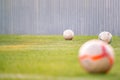 football soccer ball on the field of grasss Royalty Free Stock Photo