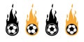 Football soccer ball fire vector icon logo sport cartoon character symbol illustration doodle design Royalty Free Stock Photo