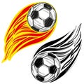 Football, soccer ball flame, sports game, emblem sign hand drawn vector illustration sketch Royalty Free Stock Photo