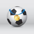 Football / Soccer Ball With Golden Medal. Photo-realistic Vector