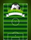 Football soccer ball on green field background Royalty Free Stock Photo