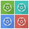 Football soccer ball outline color icons, modern minimal flat design style. Vector illustration, icon set Royalty Free Stock Photo