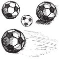 Football soccer ball sketch set isolated on white background