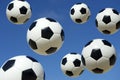 Football Soccer Balls Raining Down From Sky Royalty Free Stock Photo