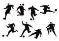 Football soccer boy silhouettes vector Royalty Free Stock Photo