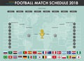 Football or soccer cup match schedule and wall chart . Vector for international world championship tournament 2018 . Flat design