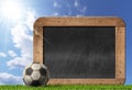 Football Soccer - Empty Blackboard with Ball Royalty Free Stock Photo