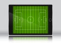 Football / soccer field on an electronic device tablet