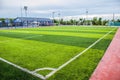 Football and soccer field grass stadium Royalty Free Stock Photo