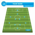Football Soccer formation strategy template with perspective field 4-4-1-1.