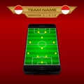 Football Soccer formation strategy template with perspective field on smartphone 4-1-2-1-2.