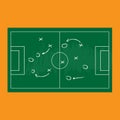 Football or soccer game strategy plan isolated on blackboard tex Royalty Free Stock Photo