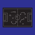 Football or soccer game strategy plan isolated on blackboard tex Royalty Free Stock Photo