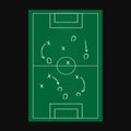 Football or soccer game strategy plan isolated on blackboard tex Royalty Free Stock Photo