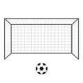Football soccer goal and ball. Gates goalie isolated on white background. Royalty Free Stock Photo