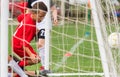 Football soccer goal net close up Royalty Free Stock Photo