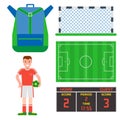 Football soccer icons player trophy competition game score win play flat design sport vector illustration Royalty Free Stock Photo