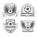 Football and soccer isolated icons, team logo or championship emblem Royalty Free Stock Photo