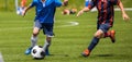 Football Soccer Match for Children. Kids Playing Soccer Game Tournament Royalty Free Stock Photo