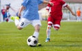 Football Soccer Match for Children. Kids Playing Soccer Game Tournament Royalty Free Stock Photo