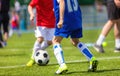 Football Soccer Match for Children. Kids Playing Soccer Tournament Game Royalty Free Stock Photo