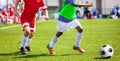 Football Soccer Match for Children. Kids Soccer Teams Playing Match Royalty Free Stock Photo