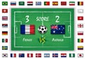 Football or soccer match with scoreboard and set of all national flags on blackboard texture . Vector for international world cham Royalty Free Stock Photo