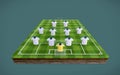 Football soccer pitch and blank football shirts with 4-4-2 formation.