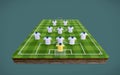 Football soccer pitch and blank football shirts with 5-3-2 formation.