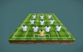 Football soccer pitch and blank football shirts with 4-3-3 formation.