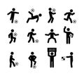 Football Soccer Player Actions Poses Stick Figure Icon Symbol Sign Royalty Free Stock Photo