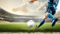 football soccer player kicking in action in blue team euro cup, nations cup ,world cup ,France ,italy ,chelsea, manchester city, Royalty Free Stock Photo