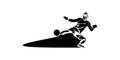 Football, soccer player kicking ball. Isolated vector silhouette. Football defender, striker or goalkeeper