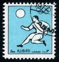 Football soccer player, Olympic logo, circa 1972