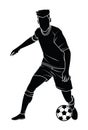 Football soccer player silhouette with ball Royalty Free Stock Photo