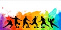 Football soccer player silhouette colorful background illustration sport people poster card banner design Royalty Free Stock Photo