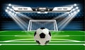 Football or soccer playing field with set of infographic elements and ball. Sport Game. Football stadium spotlight and