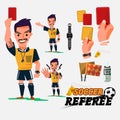 Football or Soccer Referee with card and graphic elments. character design - vector