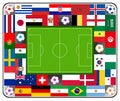 Football soccer stadium made from flags
