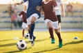 Football soccer training for kids. Children football training session Royalty Free Stock Photo
