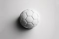 Football or soccer white ball top view over white gradient background.